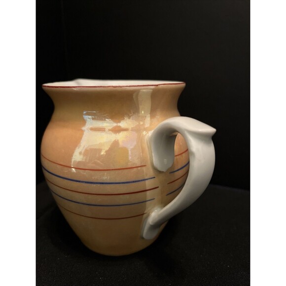 Vintage 1930s Union K Czech Lusterware Striped Art Deco Pitcher 1/2 Liter - Picture 2 of 13